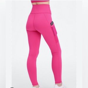 Fabletics Powerhold Pink High Waisted Leggings with side pockets Small